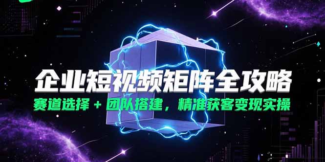 企业短视频矩阵全攻略，赛道选择+团队搭建，精准获客变现实操-副业网