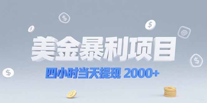 美金暴利项目，四小时当天提现 2000+机会留给会选赛道的人-副业网