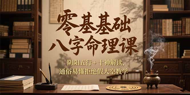 零基础八字命理课，阴阳五行+十神解读，通俗易懂拒绝假大空教学-副业网