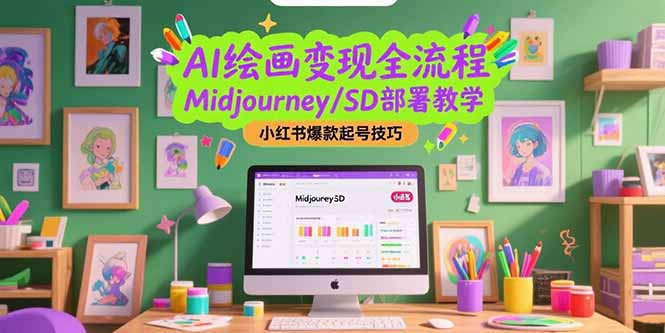 AI绘画变现全流程，Midjourney/SD部署教学，小红书爆款起号技巧-副业网