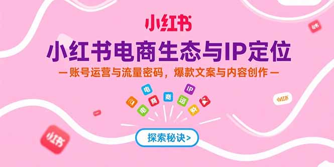 小红书电商生态与IP定位，账号运营与流量密码，爆款文案与内容创作-副业网