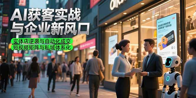 AI获客实战与企业新风口，实体店逆袭与自动化成交 短视频矩阵与私域体系化-副业网