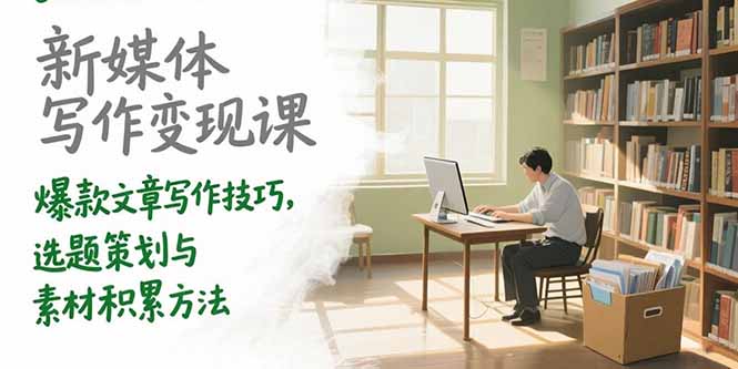 新媒体写作变现课，爆款文章写作技巧，选题策划与素材积累方法-副业网