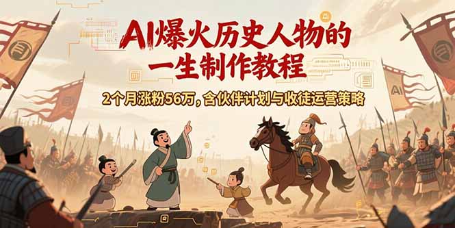 AI历史人物赛道课程，2个月涨粉56万，含伙伴计划与收徒运营策略-副业网