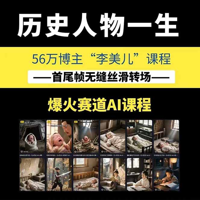 图片[2]-AI历史人物赛道课程，2个月涨粉56万，含伙伴计划与收徒运营策略-副业网