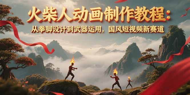 火柴人动画制作教程：从拳脚设计到武器运用，国风短视频新赛道-副业网