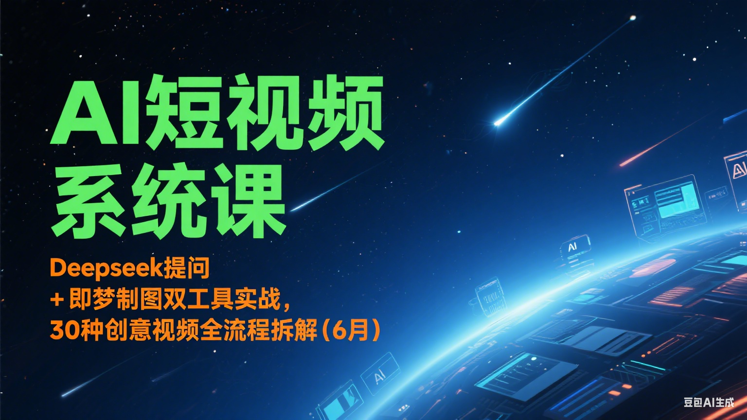 AI短视频系统课：Deepseek提问 + 即梦制图双工具实战，30种创意视频全流程拆解(6月)-副业网