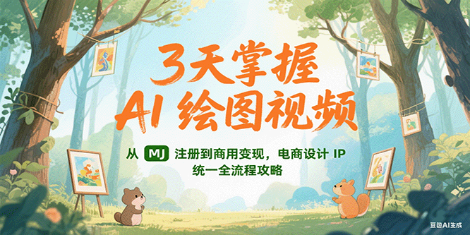 3天掌握AI绘图视频，从MJ 注册到商用变现，电商设计IP统一全流程攻略-副业网