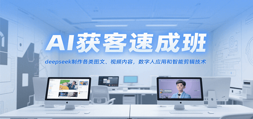 AI获客速成班，deepseek制作各类图文、视频内容，数字人应用和智能剪辑技术-副业网