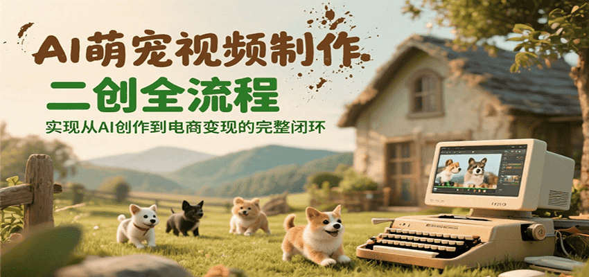 AI萌宠视频制作二创全流程，实现从AI创作到电商变现的完整闭环-副业网