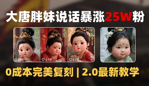 AI大唐胖贵妃说话2.0，40条视频暴涨40w粉，附独家变现攻略-副业网