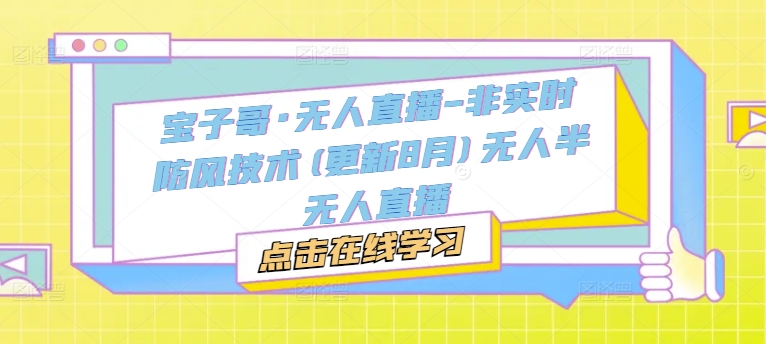 宝子哥·无人直播-非实时防风技术(更新25年6月)无人半无人直播-副业网
