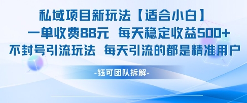 私域项目新玩法【适合小白】 一单收费88.每天稳定收益几张-副业网