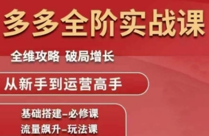 拼多多全阶实战课程，全维攻略，破局增长，从新手到运营高手-副业网