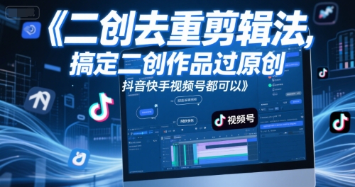 短视频二创去重剪辑法，搞定二创作品过原创，抖音快手视频号都可以-副业网