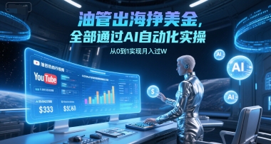 油管出海挣美金，全部通过AI自动化实操，从0到1实现月入过W-副业网