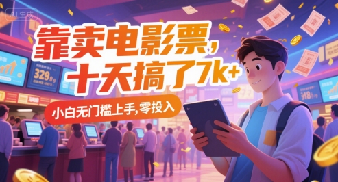 靠卖电影票，十天搞了7k+，小白无门槛上手，零投入【揭秘】-副业网