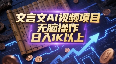 文言文AI视频项目，无脑操作，日入1K以上-副业网