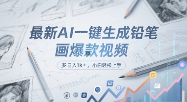 最新AI一键生成铅笔画爆款视频，多平台分发，日 入1k+，小白轻松上手【揭秘】-副业网