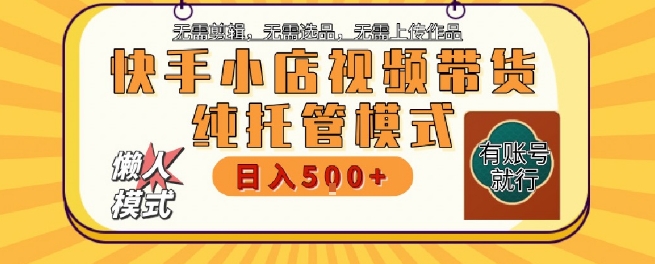 快手小店托管代运营，无需剪辑，无需选品，无需上传作品，全程无需操作，轻松月入5k+【揭秘】-副业网