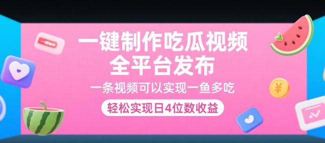 一键制作吃瓜视频，全平台发布，一条视频可以实现一鱼多吃，轻松实现日4位数收益【揭秘】-副业网