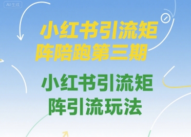 小红书引流矩阵陪跑第三期，小红书引流矩阵引流玩法-副业网