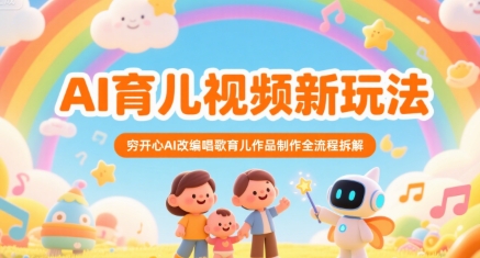 AI育儿视频新玩法，穷开心AI改编唱歌育儿作品制作全流程拆解-副业网
