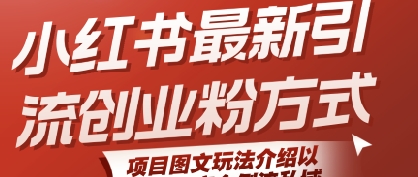 小红书最新引流创业粉方式，项目图文玩法介绍以及如何安全倒流私域-副业网