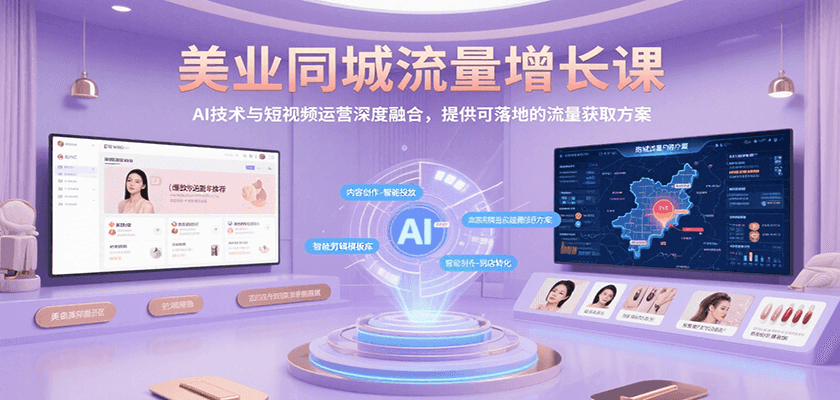 美业同城流量增长课，AI技术与短视频运营深度融合，提供可落地的流量获取方案-副业网