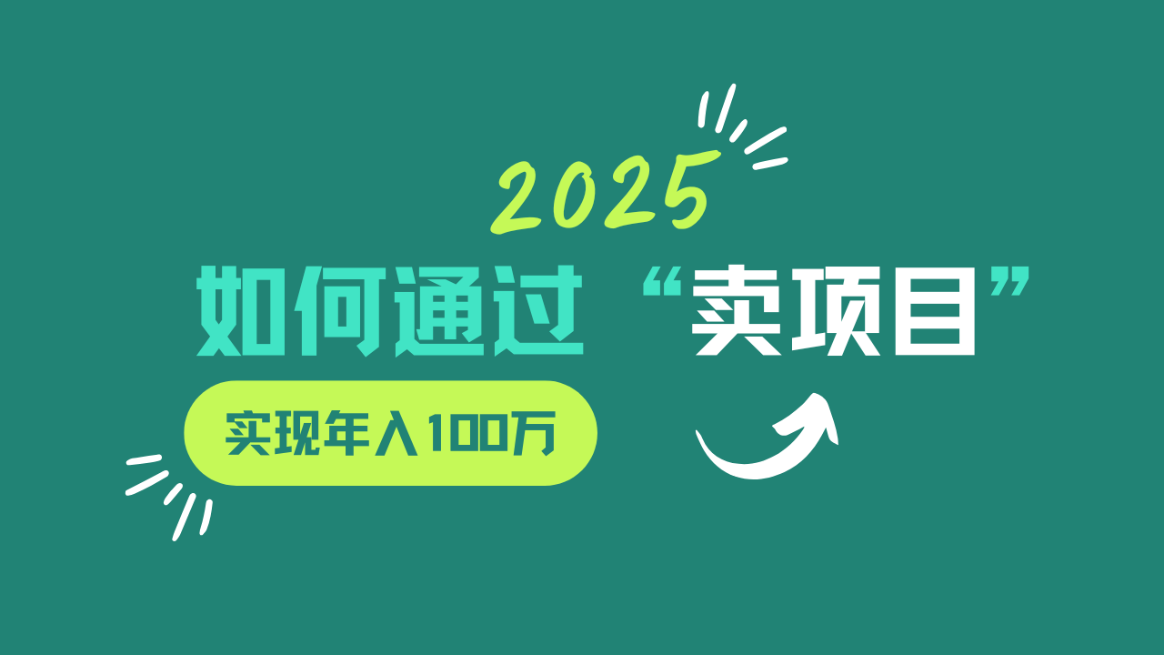 2025年如何通过“卖项目”实现年入100w-副业网