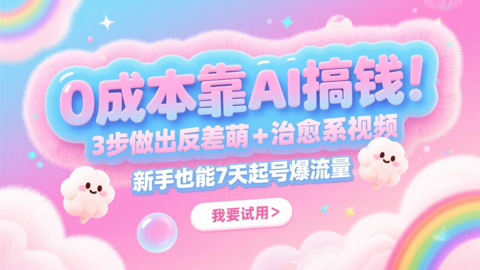 0成本靠AI搞钱！3步做出反差萌+治愈系视频，新手也能7天起号爆流量，月入5位数-副业网