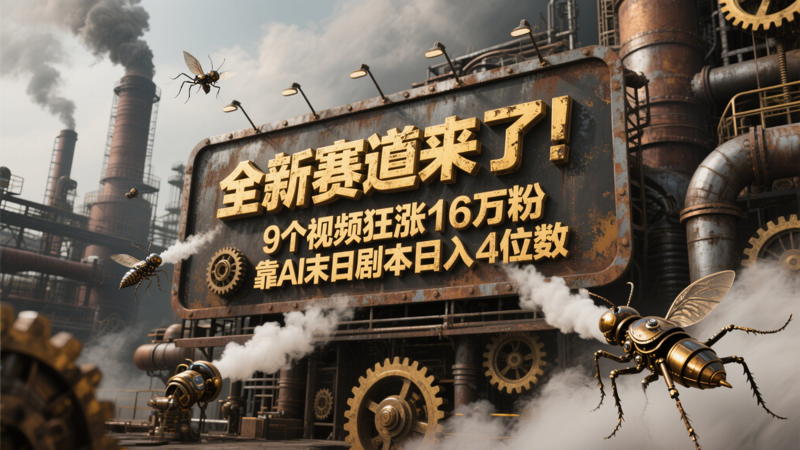 全新赛道来了！9个视频狂涨16万粉，靠AI末日剧本日入4位数，评论区爆肝追更！-副业网