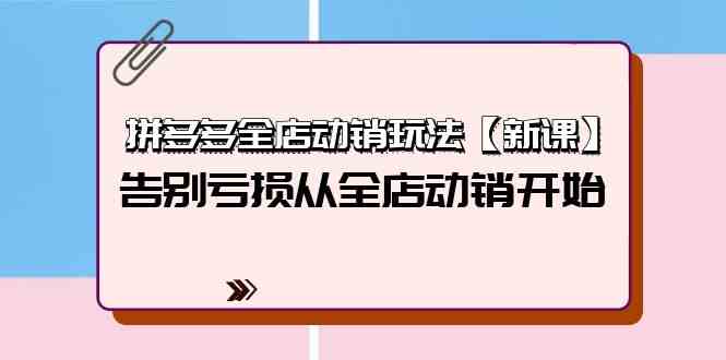 拼多多全店动销玩法【新课】，告别亏损从全店动销开始（4节视频课）-副业网