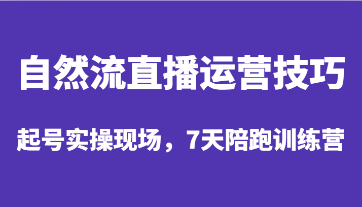 自然流直播运营技巧，起号实操现场，7天陪跑训练营-副业网