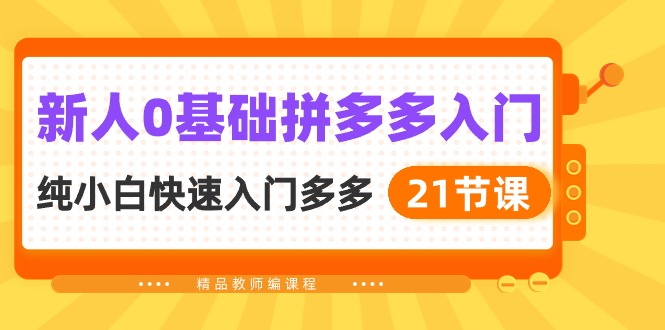 新人0基础拼多多入门，纯小白快速入门多多（21节课）-副业网