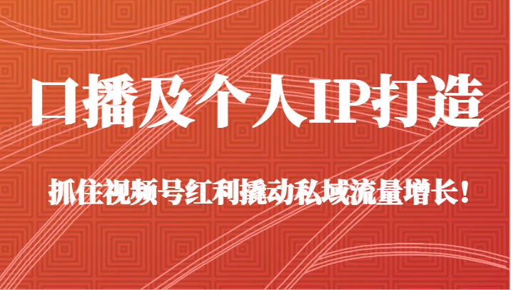 口播及个人IP打造，抓住视频号红利撬动私域流量增长！（45节课）-副业网