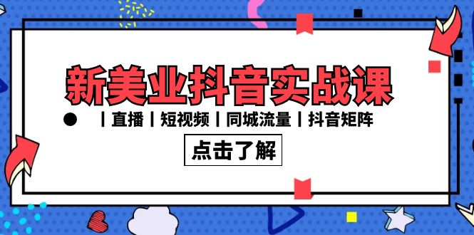 新美业抖音实战课丨直播丨短视频丨同城流量丨抖音矩阵（30节课）-副业网