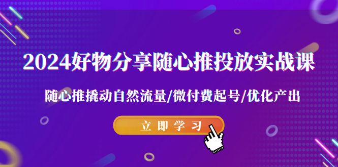 2024好物分享随心推投放实战课 随心推撬动自然流量/微付费起号/优化产出-副业网