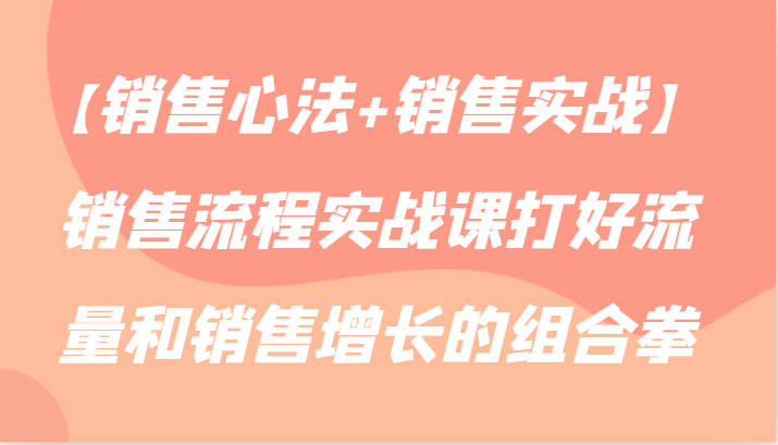 【销售心法+销售实战】销售流程实战课打好流量和销售增长的组合拳-副业网