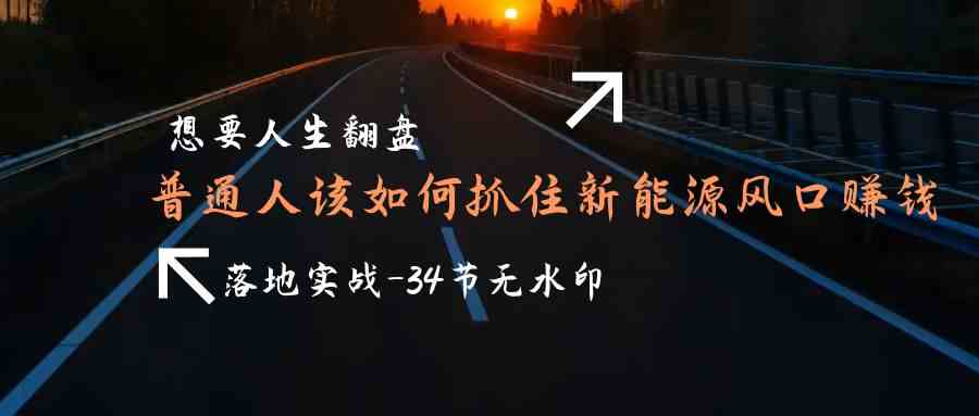 想要人生翻盘，普通人如何抓住新能源风口赚钱，落地实战案例课-副业网