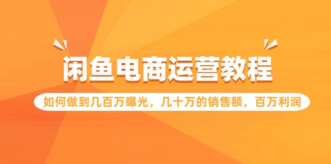 闲鱼电商运营教程：如何做到几百万曝光，几十万的销售额，百万利润-副业网