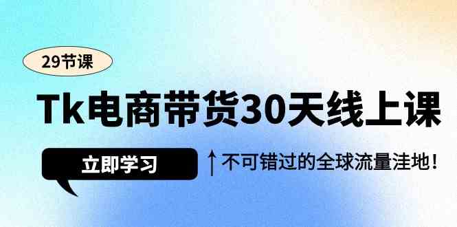 Tk电商带货30天线上课，不可错过的全球流量洼地（29节课）-副业网