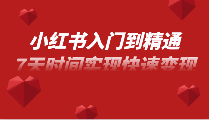 小红书入门到精通课，无货源电商实操运营，7天时间实现快速变现-副业网