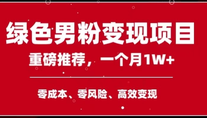 手机操作，月入1W以上副业领袖绿色男粉高客单价项目-副业网