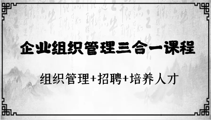 企业组织管理三合一课程：组织管理+招聘+培养人才-副业网