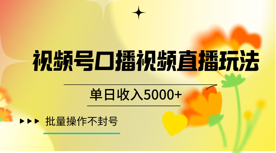视频号口播视频直播玩法单日收入5000+，一种可以单号持续操作的玩法-副业网
