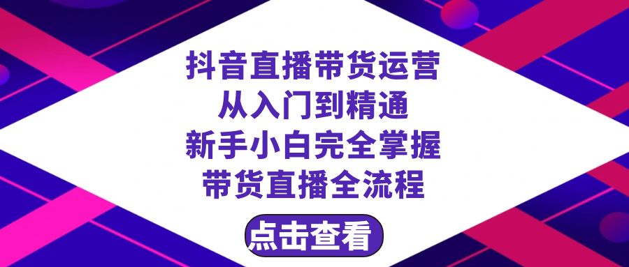 抖音直播带货 运营从入门到精通，新手完全掌握带货直播全流程（23节）-副业网