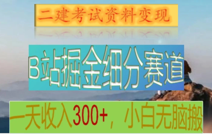 B站掘金细分赛道，二建考试资料变现，一天收入300+，操作简单，纯小白也能轻松上手-副业网