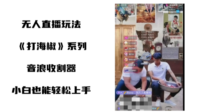 打海椒无人直播整蛊项目，小白轻松上手撸音浪收割器（教程+工具+素材）-副业网