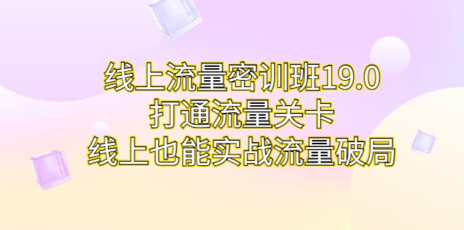 线上流量密训班19.0，打通流量关卡，线上也能实战流量破局-副业网
